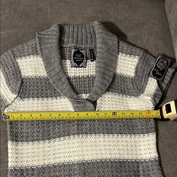 Yoki Gray and Cream Cowl Neck Sweater - Picture 4 of 7
